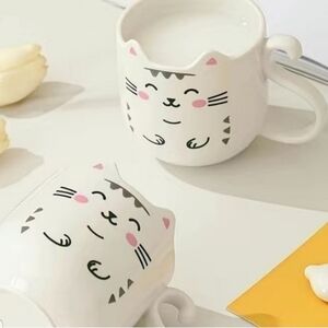 Cartoon Character Cat Mug - White